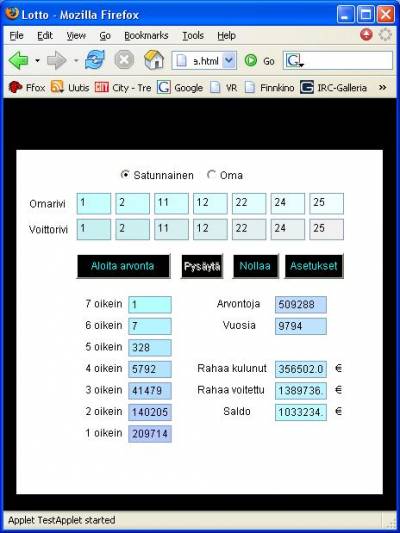 Kun vähän jaksaa odottaa, Lotossa saattaa päästä jopa voitolle! [ http://student.hattelmala.hamk.fi/~hakaartvi/lottooma.html ]