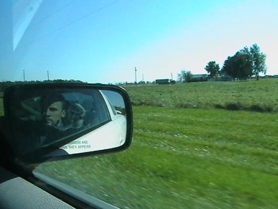 Objects in mirror are closer than they appear.