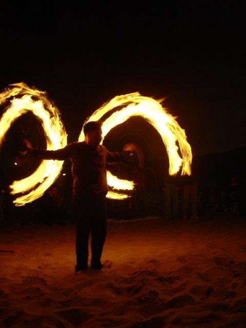 Fire spinning at Long Beach