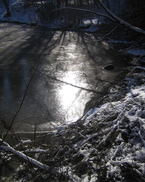 Aurinko sokaisi jäänpintaa hentoa. Näkyi hopeaa, mustaa, sinistä - jos vain katsoi. Usein kun aurinko on kultaa.