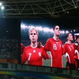 Belgian joukkue Shanghai Stadiumin screenillä