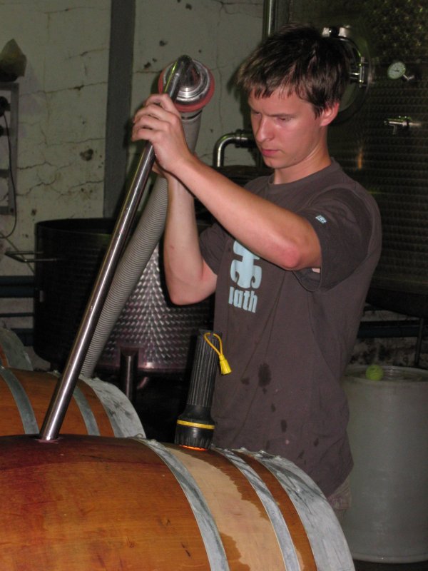 Filling barrels @Franschhoek, South Africa 2009