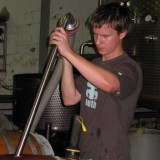Filling barrels @Franschhoek, South Africa 2009