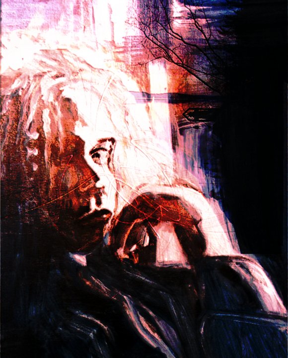 Slightly photoedited version of my selfportrait from 1999 (medium: oil)