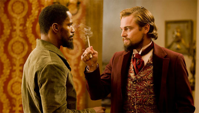 Jamie Foxx ja Leonardo DiCaprio ajautuvat nokikkain Django Unchainedissa.