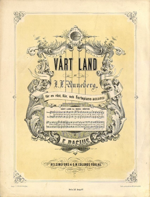 Vårt Land, J. L. Runeberg. Maamme -laulu kirjoitettiin alunperin ruotsiksi vänrikki ståhlin tarinoihin.