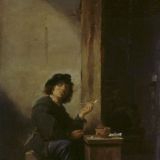 David Teniers maalaus Tupakoiva mies on esiellä Sinebrychoffin taidemuseossa.