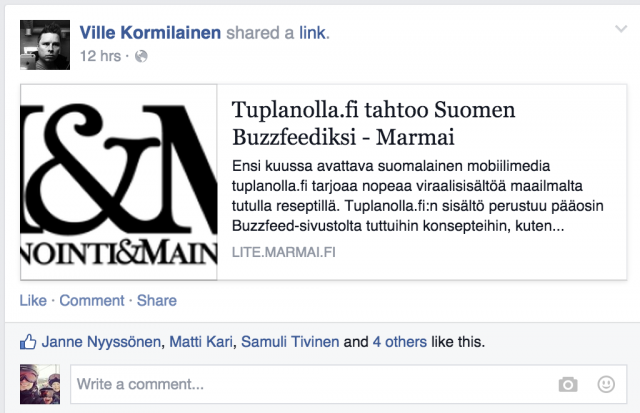 Marmai julkaisi uutisen: Tuplanolla.fi tahtoo Suomen Buzzfeediksi