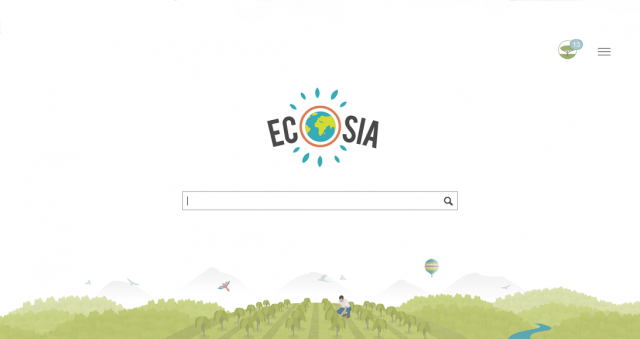 Hakukone Ecosia, kuvakaappaus