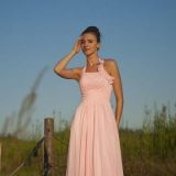 Robe de soirée rose longue halter